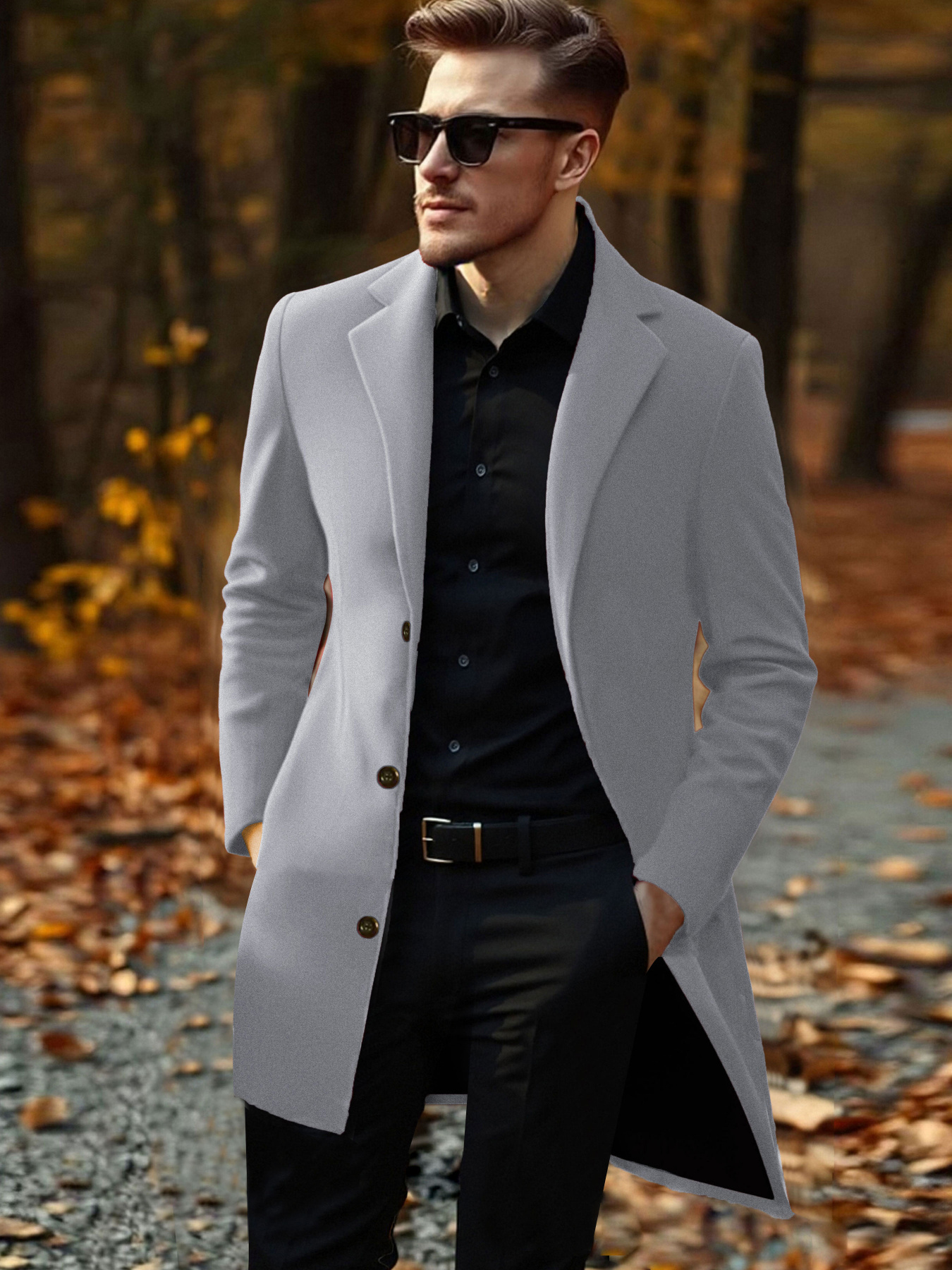 mens fit long trench coat stylish red windproof jacket Temu