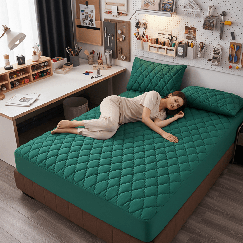 High Elastic Fitted Sheet Non-slip Full Wrap Mattress Protector Skin-friendly Breathable Soft Bed Sheet Washable Durable Universal Household Bedroom Bed Cover