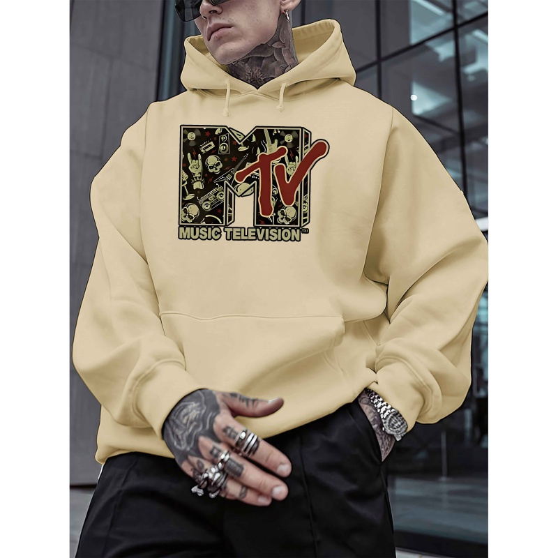 

Men' Television Printed Hoodie, Casual Polyester 100% Long Sleeve Sweatshirt, Regular Fabric With Stretch, Winter , 200g/m² - Youth Fashion Gift