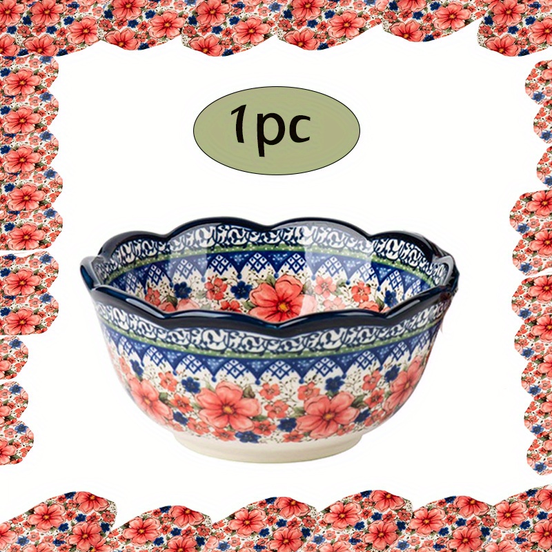 TEMU Handmade Ceramic Bowl Featuring A Bohemian Snow Plum Design - A Perfect Artistic Gift For Christmas And Weddings, Ideal For Bridal Showers And Young Couples Or Hosts.