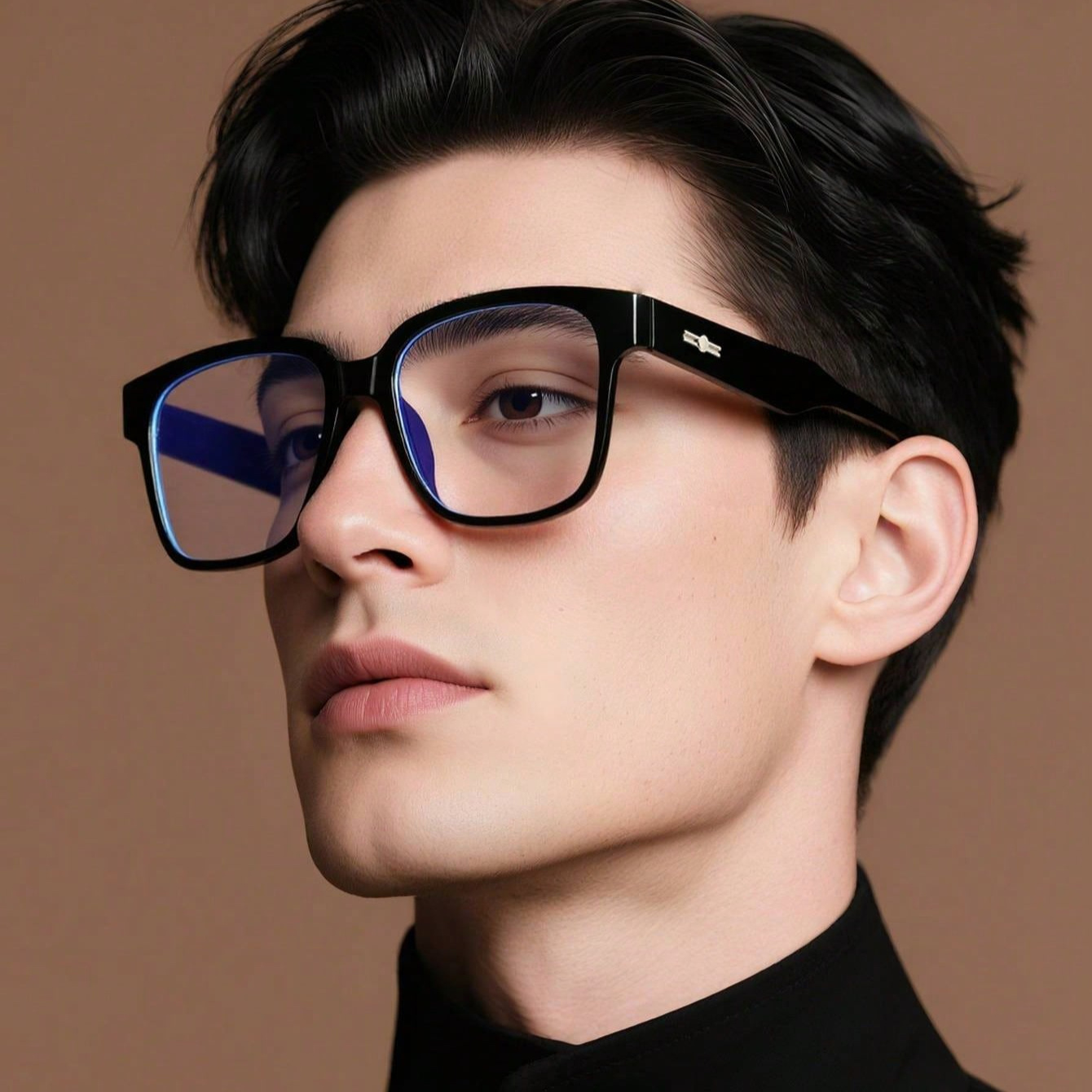 Image of 1pc Men's Retro Full-rim Acrylic Oversized Square Eyeglass Frames - Non- Suitable For, Large Vintage Glasses For Face Framing, Parties, Photos, Casual Attire (no)