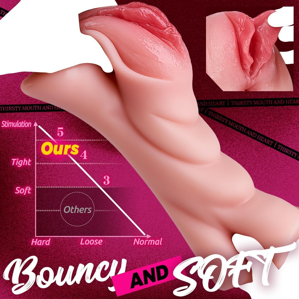 2-in-1 Male Masturbator Adult Sex Toy, Upgraded Realistic Pocket Pussy with Thick Labia, Peach-toned Male Masturbator Featuring a Built-in Vagina, Designed Specifically for Male Masturbation
