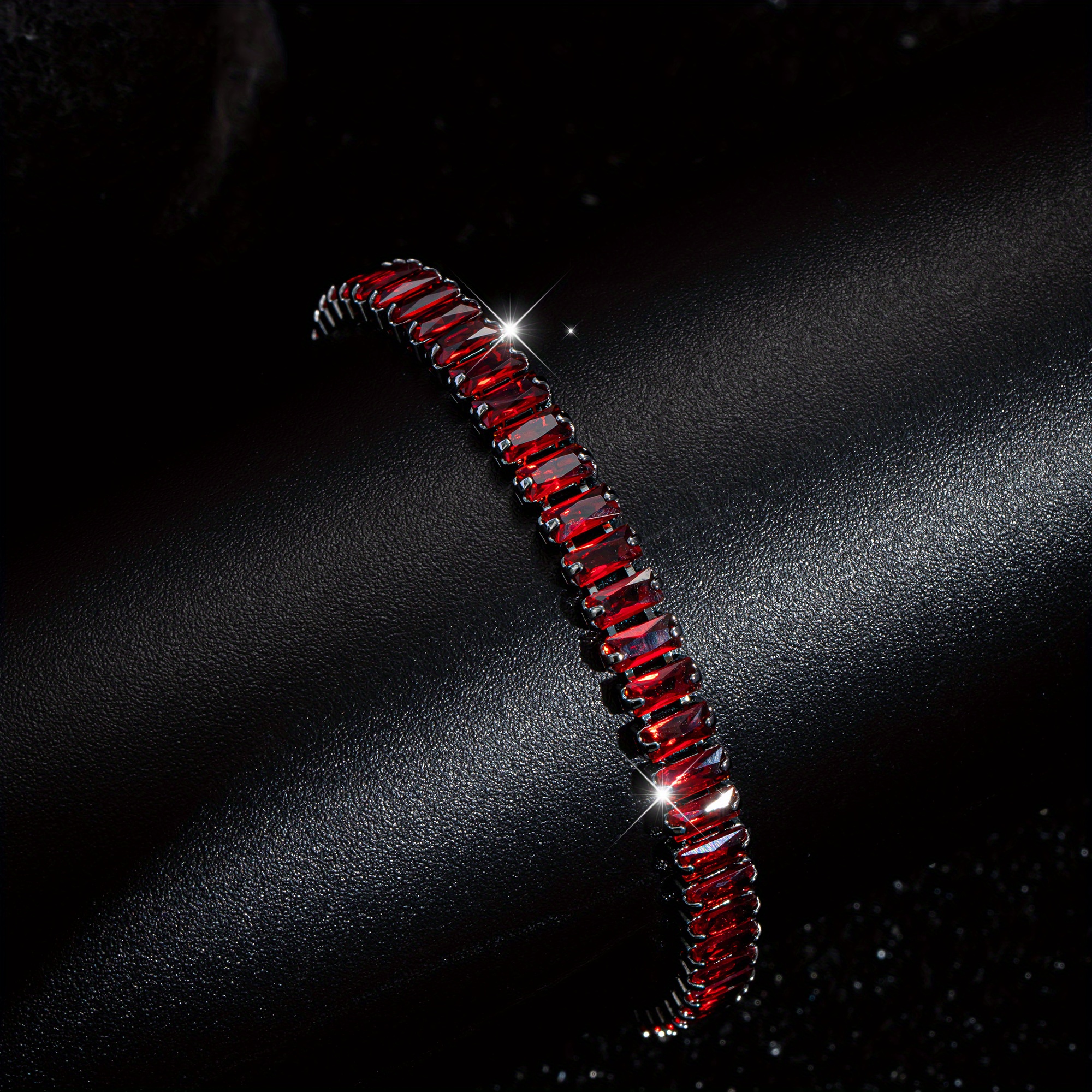 E-shop 1 Stück Rechteckiges Gothic-Stil Dunkelrotes Tennisarmband, Vintage Gothic Hexe Einzigartiges Halloween Armband Accessoire, Unisex, Geeignet für