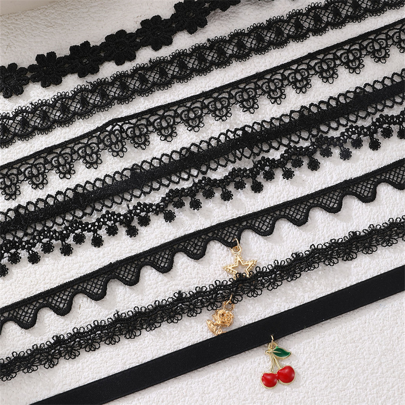 8pcs Elegant Lace Flower Choker Necklace Set