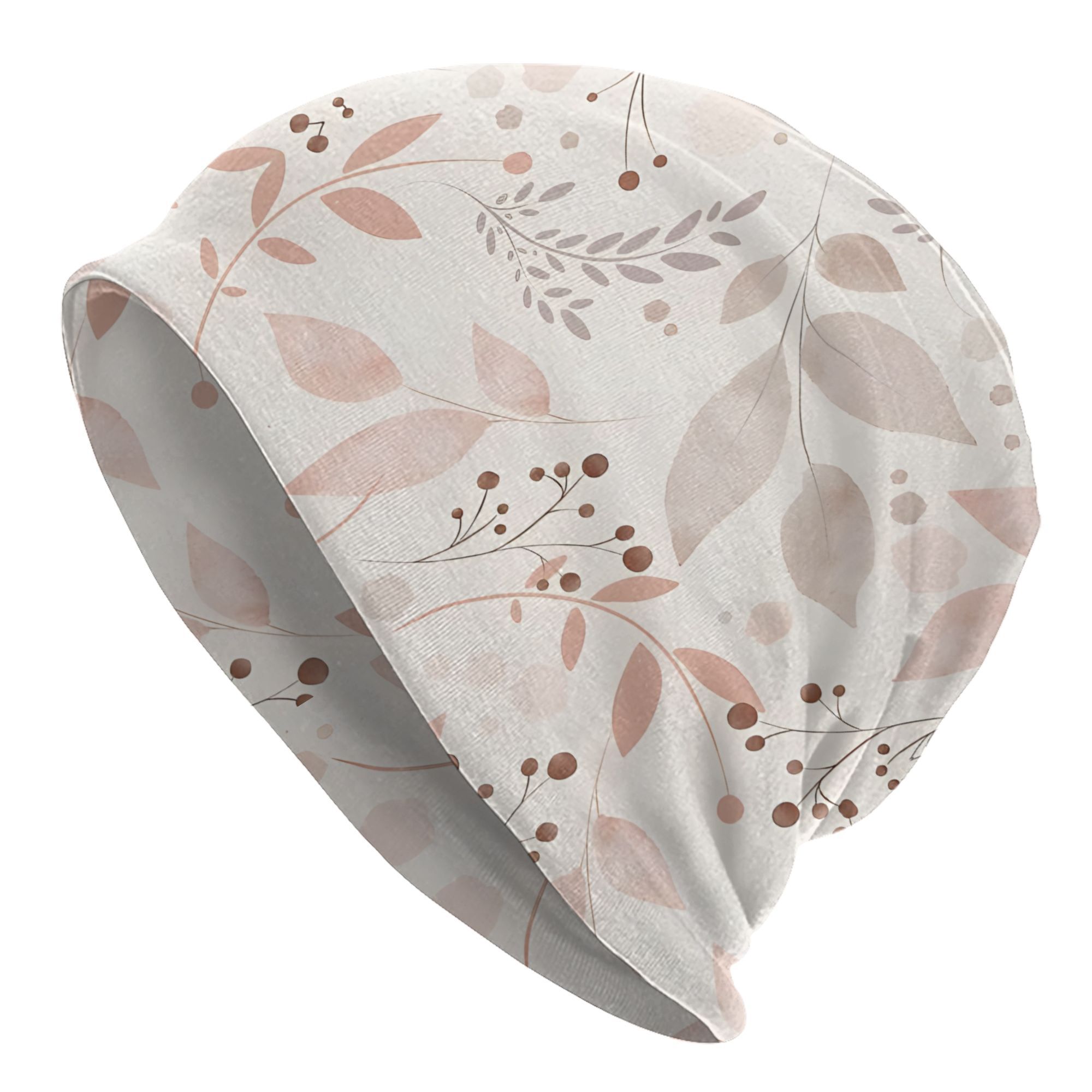 TEMU Unisex Soft Hats Featuring A Winter Botanical Design With A Christmas Leaf Pattern, Perfect For Fashion