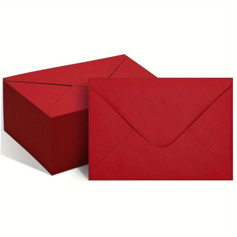 

25/50 Pack de cartes de vœux rouges à clapet en V, enveloppes d'invitation auto-scellantes pour , fiançailles, Saint-Valentin, bal, festival du printemps - de qualité premium