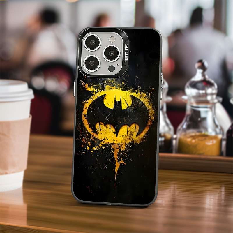 TEMU Phone Case - Officially Licensed Batman Retro Paint Logo Phone Case Compatible With Iphone 17 16 15 14 13 12 11 8 7 Se X Xr Max Air And Classic