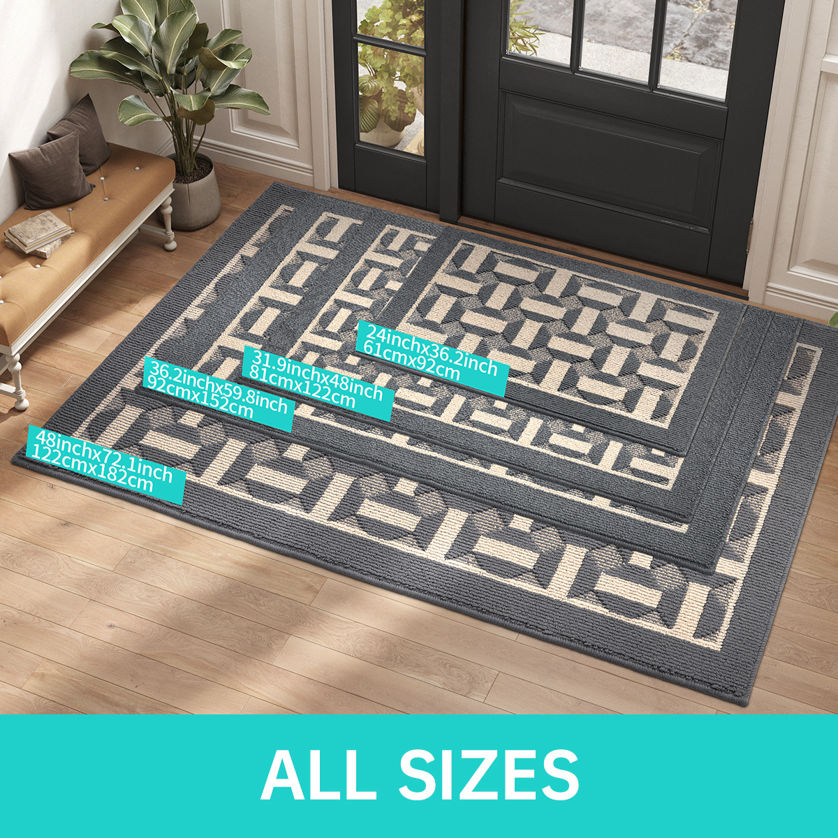 Image of Premium Entrance Mat | Low Profile & Easy To Clean, Slip-resistant Backing For Safety, Perfect For Busy Areas In Contemporary Apartments, Office Complexes & Personal Entrances, Colors: Dark Gray/tan