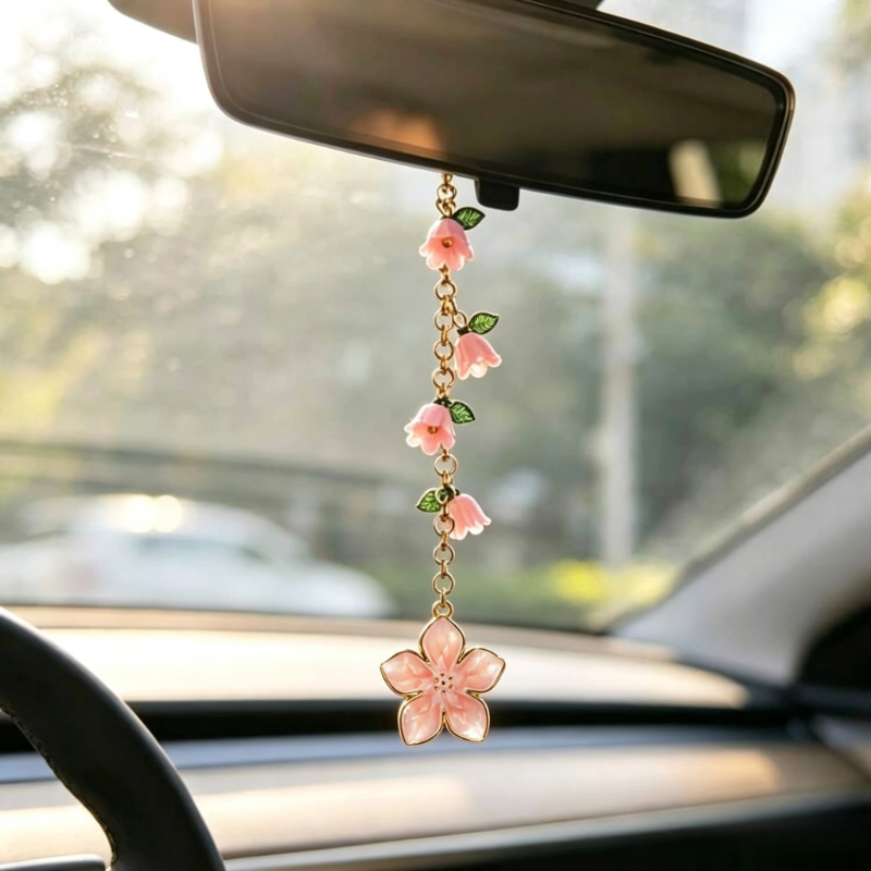 TEMU Un délicat orquidier cloche assorti à un pendentif de , accessoires de voiture élégants pour femmes, cadeaux de Noël et de Thanksgiving pour