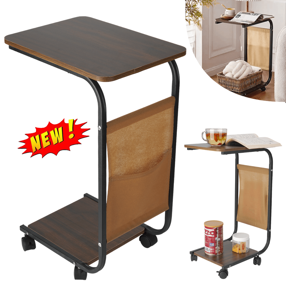 Side Table Sturdy Frame With Storage Pocket Space Snack End Table Multifunctional Furniture For Living Room Bedroom Office Sofa Side