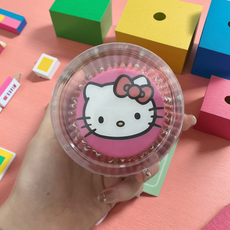 

100pcs Sanrio Hello Kitty Egg Tart Baking Cases, Disposable Cupcake Liners For Desserts, Pursuit Design