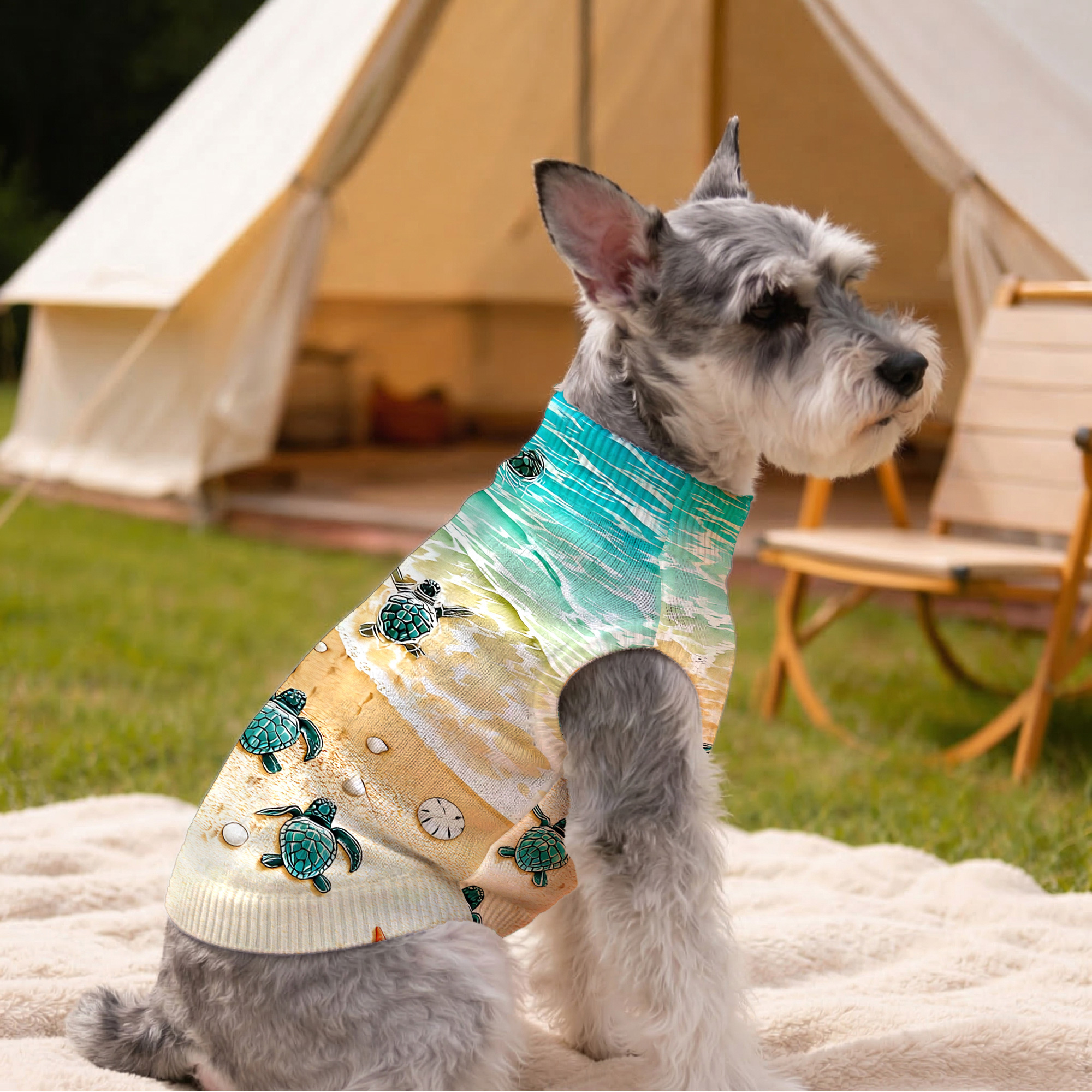 Father's Day Summer Breathable Pet Cooling Vest, Uv Protection, Sun Protection, Ultra-thin, Seaside Serenity Turtles And Starfish , Ice Ultra-thin Material, Sun Protection, Lightweight, Cozy For
