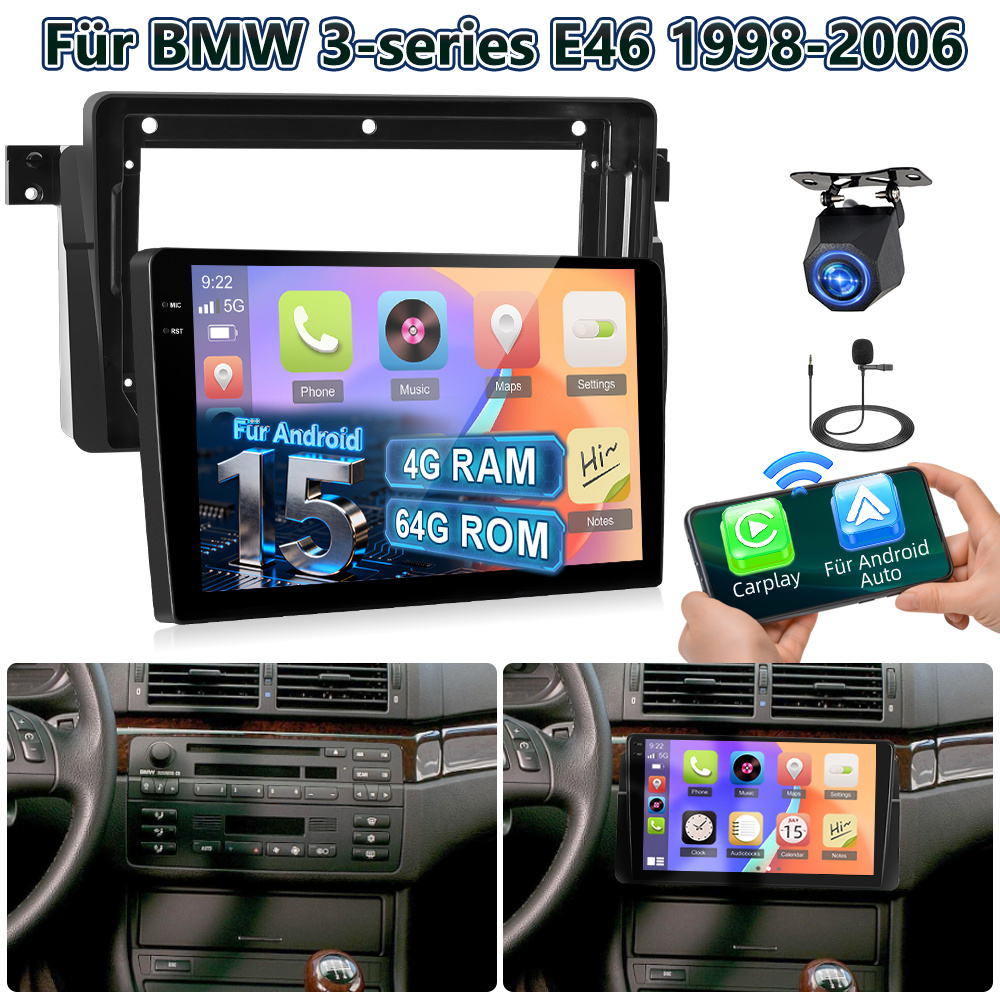 Image of 4gb + 64gb 15 Car Radio For E46 1998-2006 Radio Radio Car Stereo 9 Inch Incell Touchscreen Car Radio With Gps Navigation & Fm/ Rds Radio Reversing With Camera& Mic