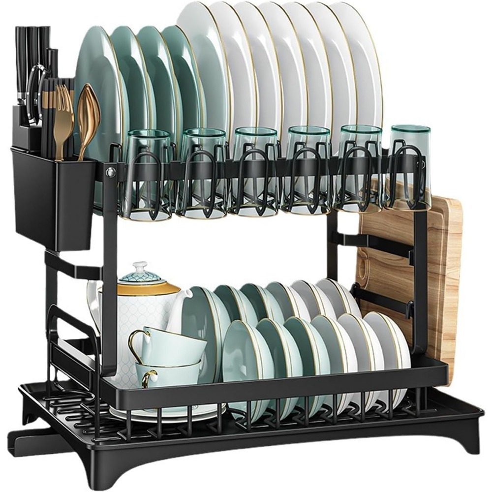 TEMU Dish Drainer Dish Drainer 2 Levels Dish Drainer With Cup Stand Dish Dryer For Kitchen Counter For Kitchen Worktops