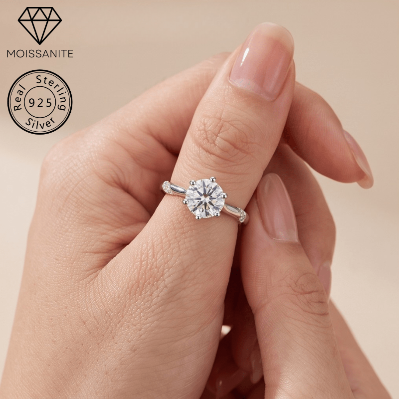 Women's 0.5/1/2/3 Carat Moissanite Six-Claw Ring, Timeless Elegance