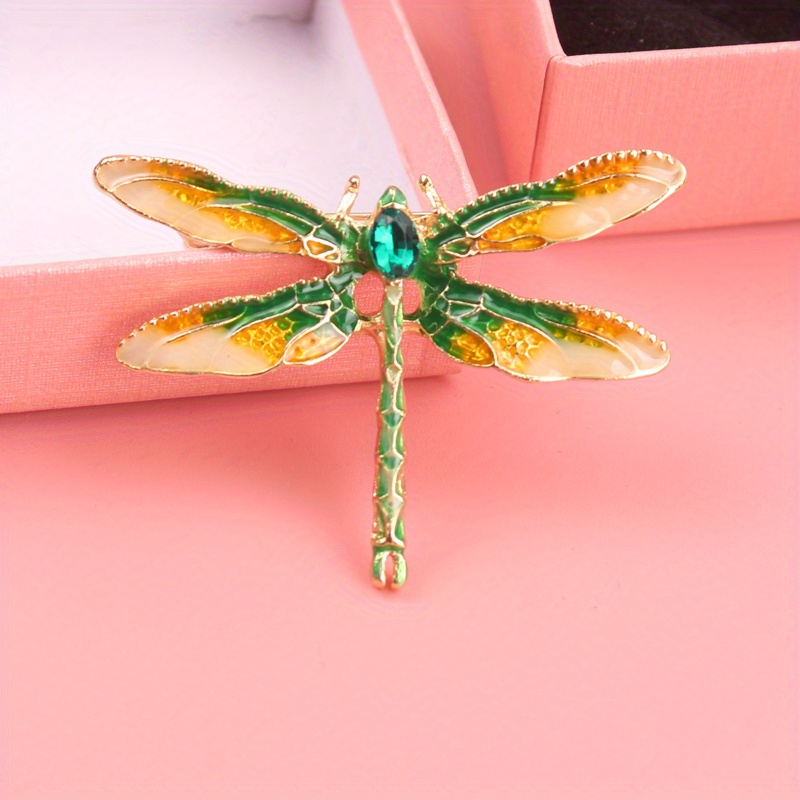 Synthetic Gemstonestone Dragonfly Enamel Pin - -emeralds Head With Thread And Gradient Wings Bohemian Chic