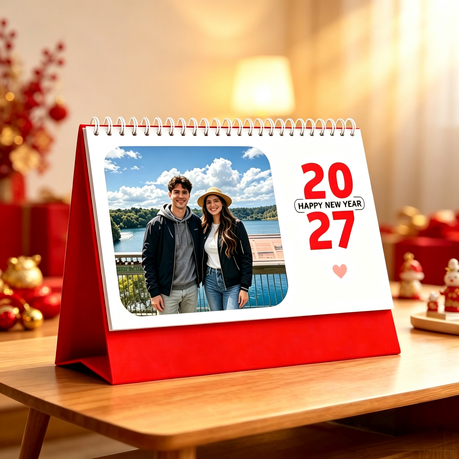 TEMU 2027 Personalized Photo Desktop Calendar, Custom Photo Desk Calendar, Personalized Gift For Couple, Family, Wedding, Christmas, Home Office Desk