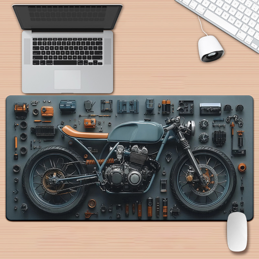 TEMU 1pc Motorcycle Components Design Hd Printed Desk Pad, Versatile Xxl Mousepad, Gaming Keyboard Mouse Mats, Office Computer Desk Mat. Presents For