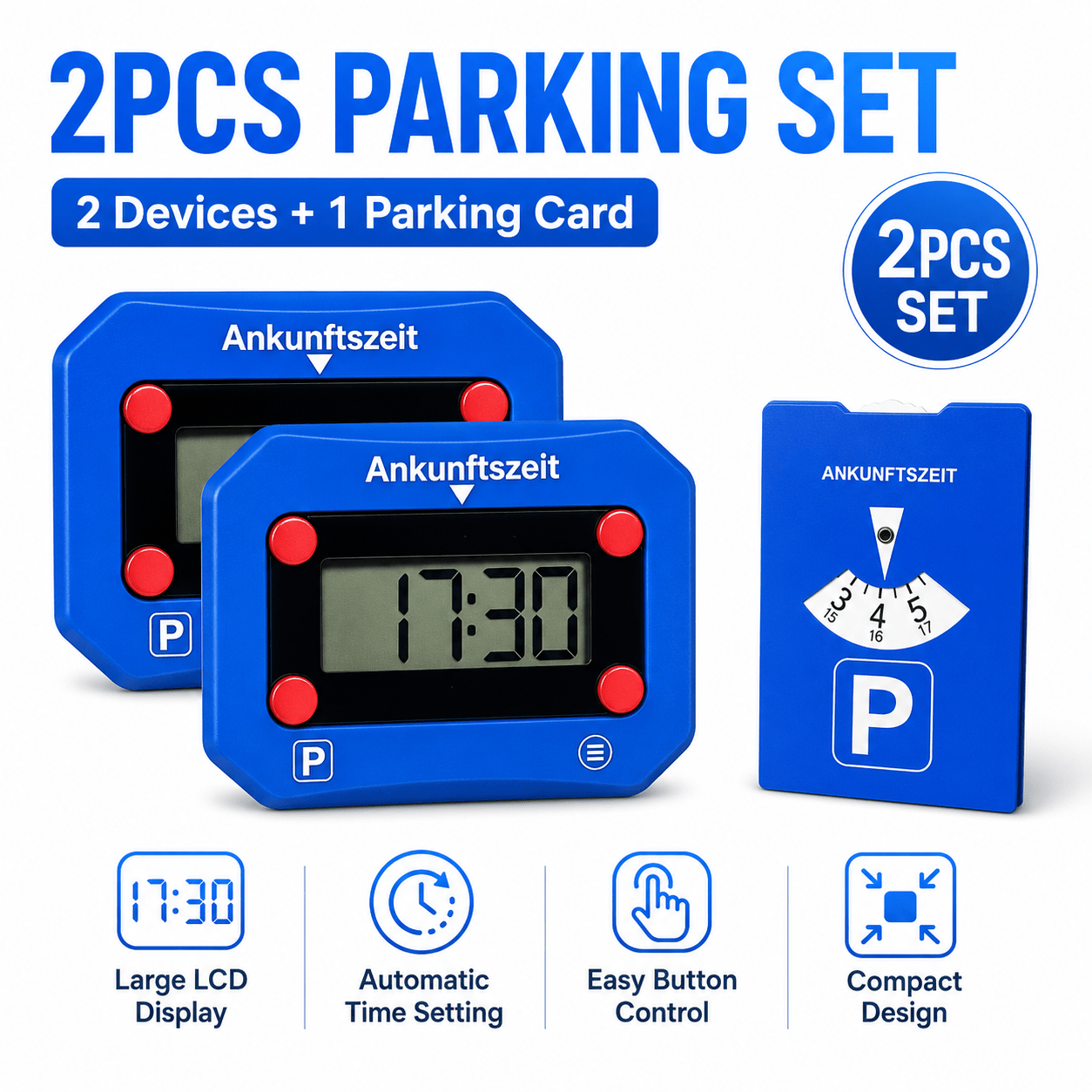 Square Mini Card | Auto-sensing Electronic Parking Timer | High-definition Digital Display Parking Number Plate