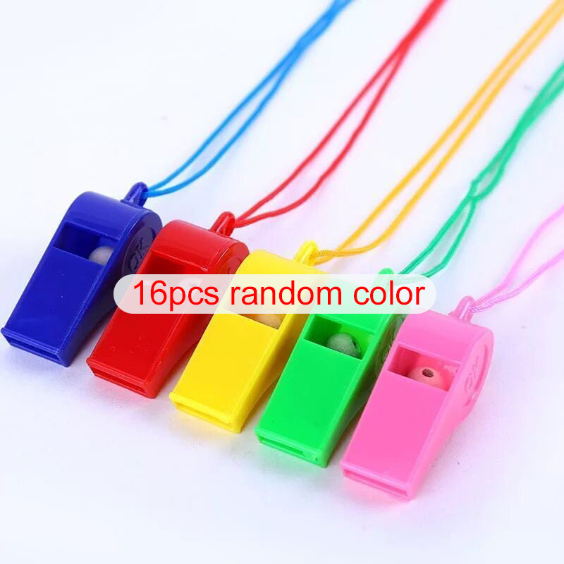 TEMU Lot de 16 mini sifflets de couleur aléatoire avec lanière, embouts buccaux de -arbitre pour entraînement sportif, contrôle de la circulation et