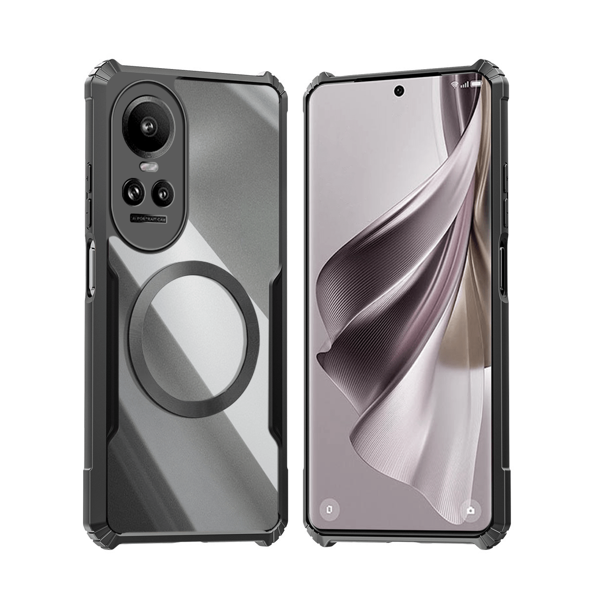 TEMU Phone Case: Compatible With Oppo Reno 10 Pro 5g Phone Cases Magnetic Casing Shockproof Soft Cover Acrylic Transparent Back Protection Shell