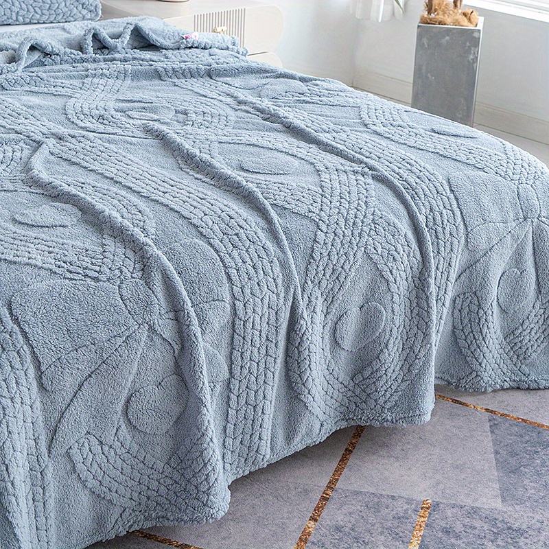 TEMU Couvre-lit de luxe européen élégant en tissu jacquard marron à motif de cœur, lavable en machine, en fibre de polyester, literie douce , taille