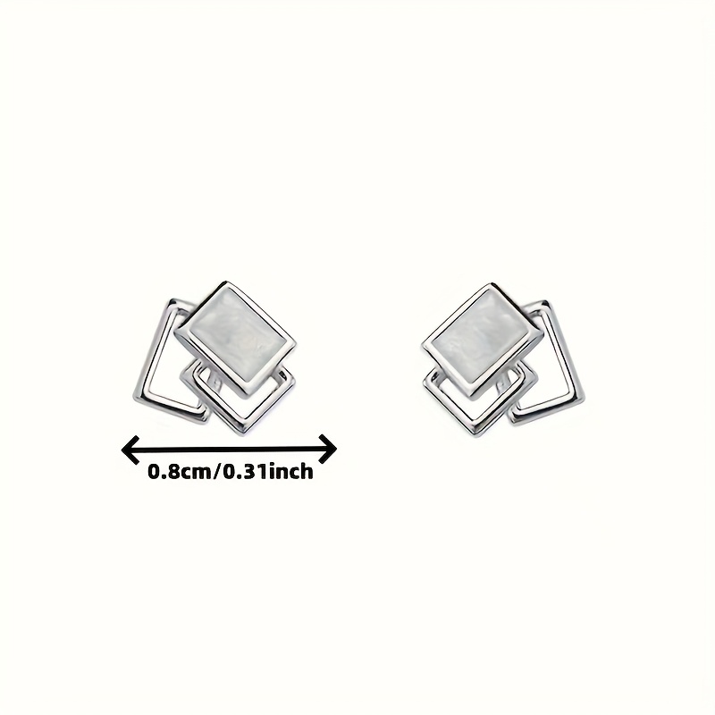 2pcs Women's Retro Geometric Square Stud Earrings, Gift for Friends