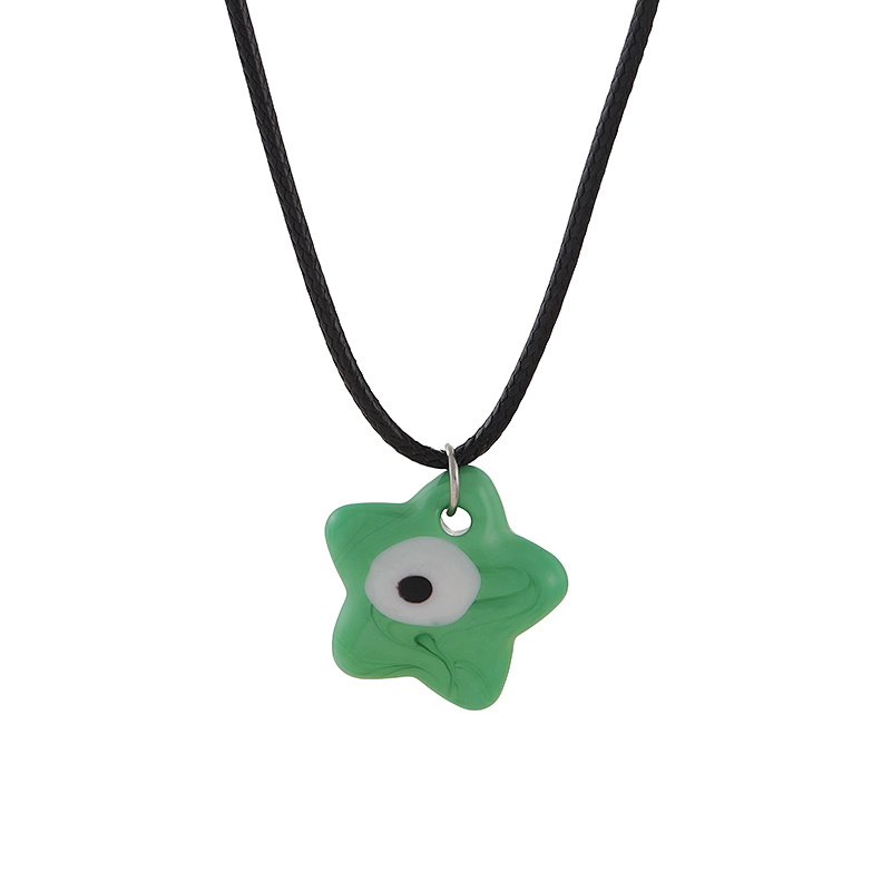 Bohemian Nautical Style Ceramic Pentagram Eye Pendant Necklace