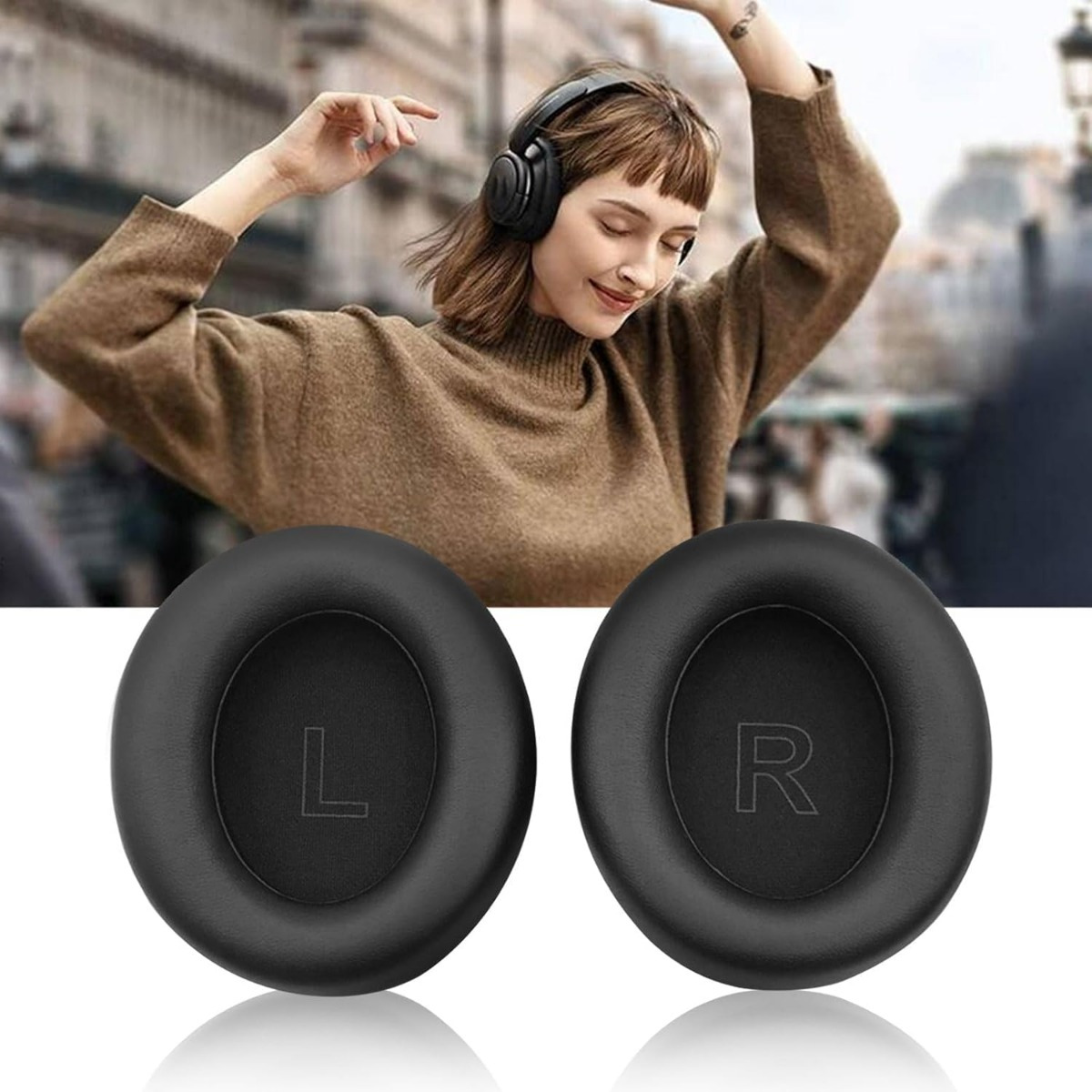 Ersatz-Ohrpolster Für Anker Soundcore Life Q30 – Weiches Proteinleder Mit Memory-Schaum, Schwarz, 2 Stück + Werkzeug