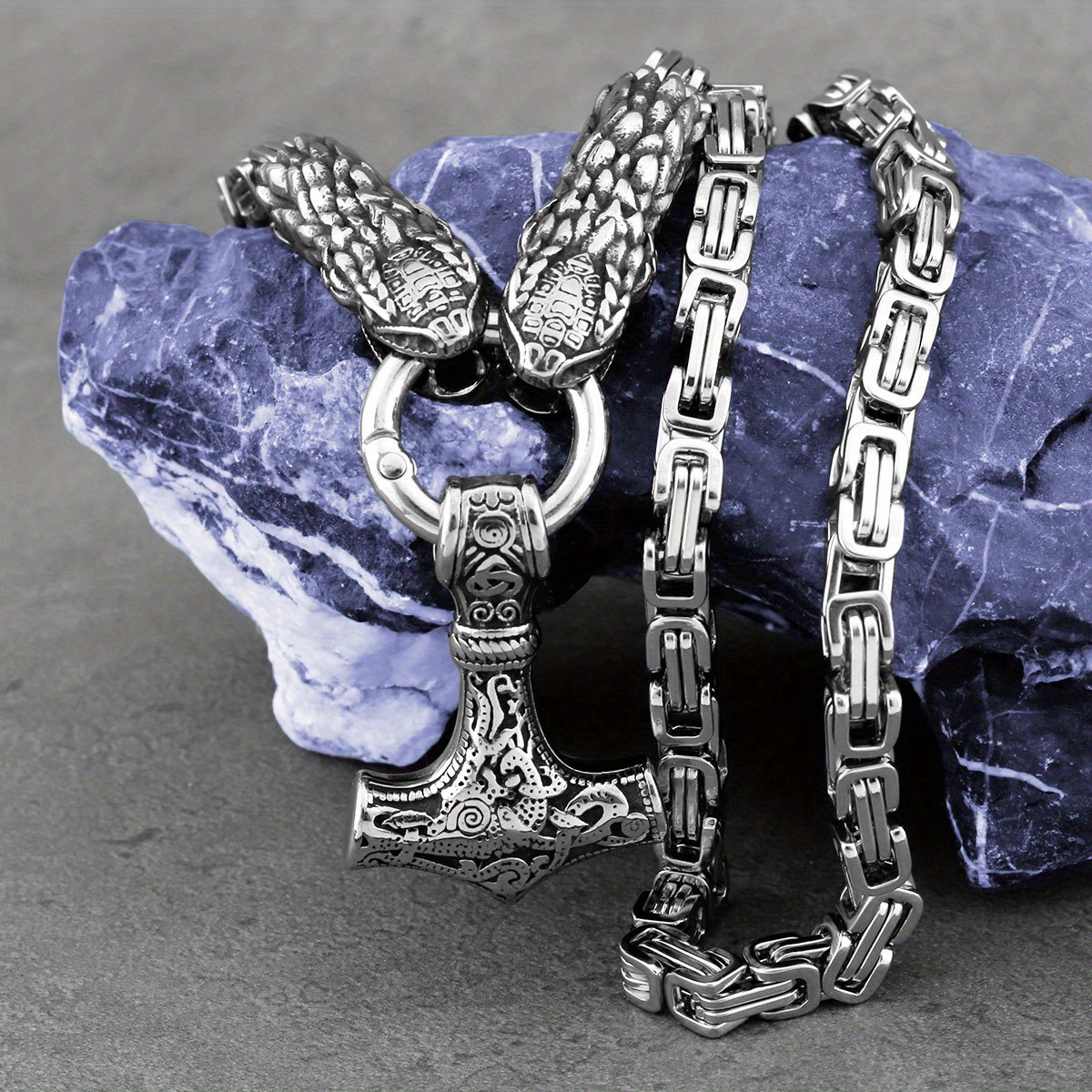 Men's Thor Hammer Pendant Stainless Steel Necklace