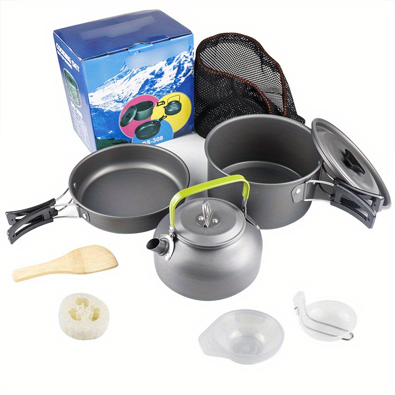 TEMU Camping Outdoor Products, Water Bottles, Cookware, Aluminum Portable Camping Pot Sets, Teapot Pot Sets, Equipment Pot Sets