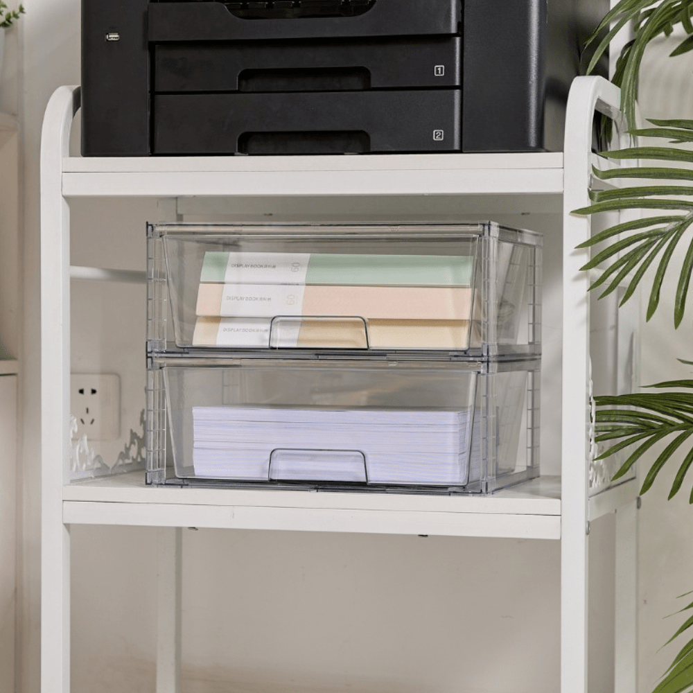 TEMU 2 Pack Clear Acrylic Stackable Office Storage Drawers, Assemble Office Storage Organizers, Plastic Storage Bins For Cabinet, Desktop Kitchen