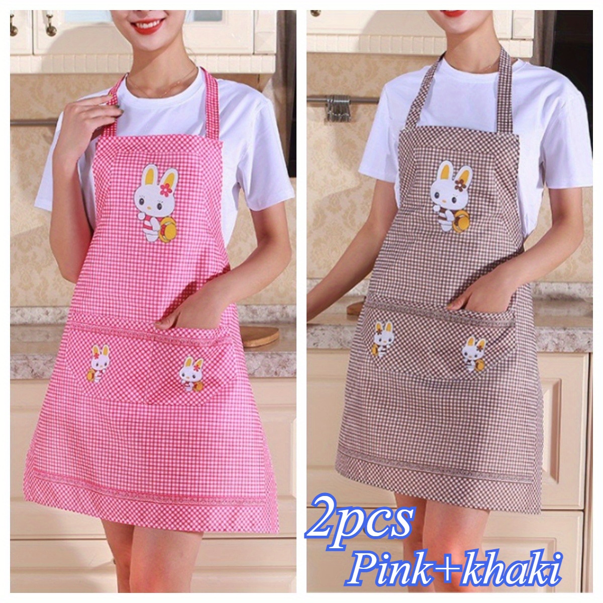 E-shop 2er-Pack modische Cartoon-Polyester-Schürze, Kochschürze, multifunktionale, niedliche Schürze mit , verschleißfeste Schürze, geeignet für ,