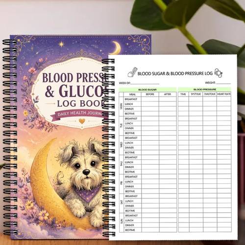 1pc 21x14 5cm blood sugar and blood pressure health planners track readings portable monitoring notebook for diabetic household use with cute fluffy