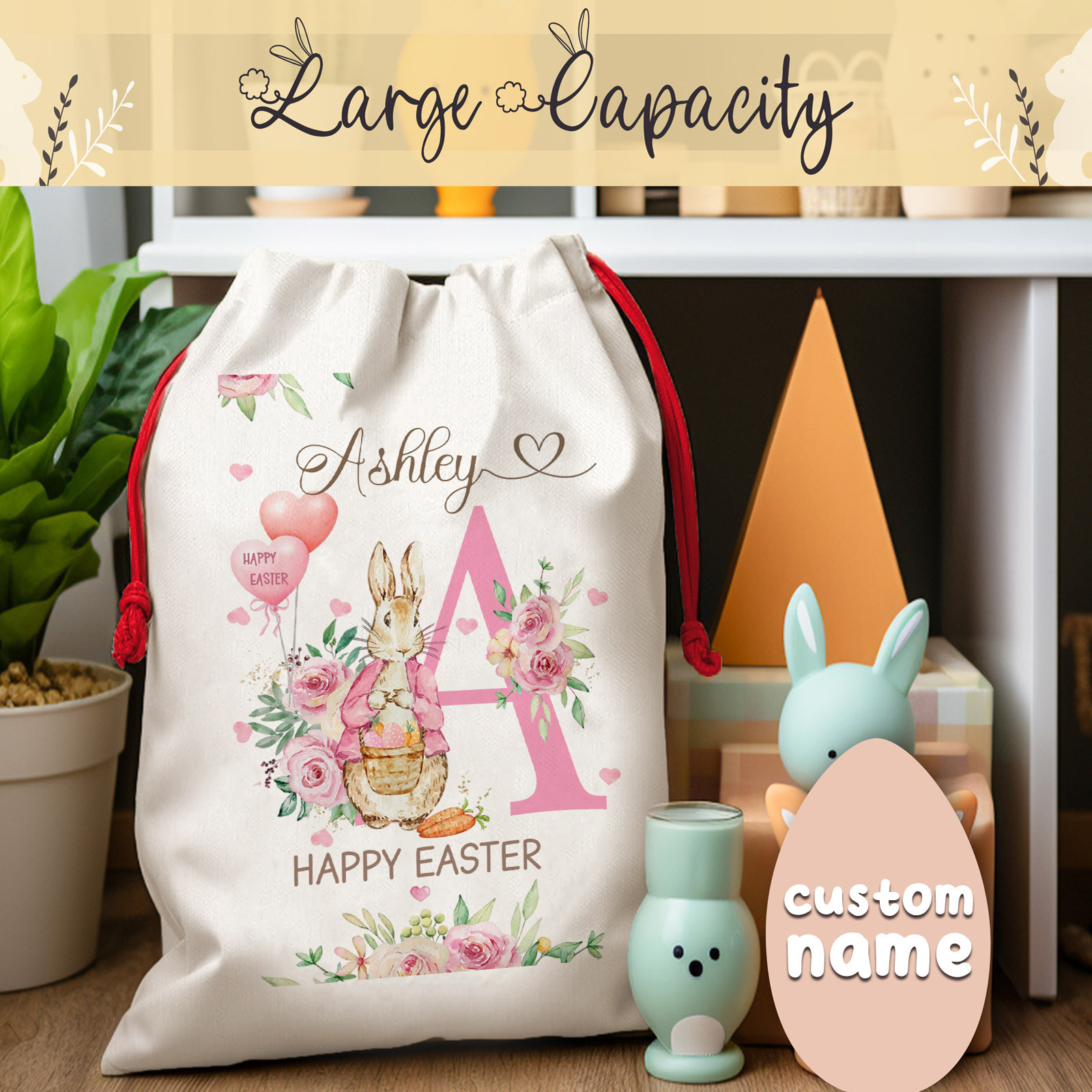 TEMU Gift For Her/him Custom Bags Featuring An Design, Personalized With Names, Are Ideal For Celebrating The Easter Holiday