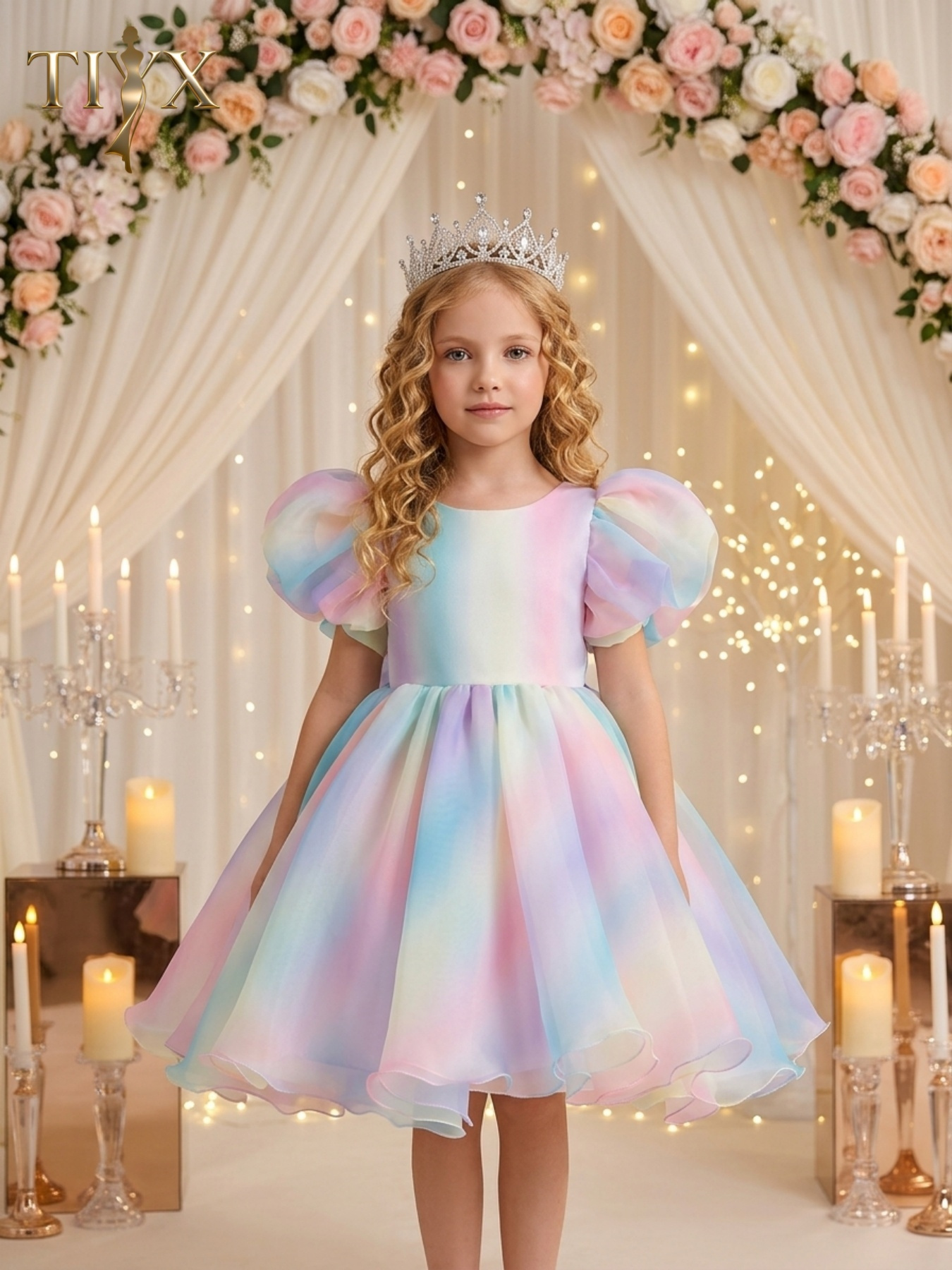 open lace back dress Unicorn Rainbow Girl Tutu Dress Set Unicorn Party outfit Unicorn Birthday  Halloween Unicorn dress Rainbow dress for girls- Halloween Outfit – Sunny  Boutique Miami main image 0