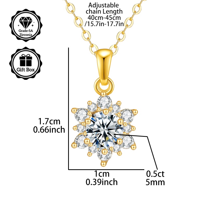 5A Zirconia Pendant Necklace, Adjustable Length