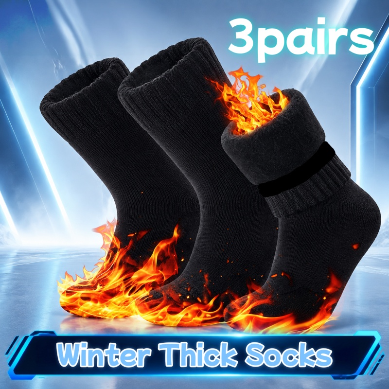 TEMU Lot de 3 paires de chaussettes de ski d'hiver thermiques robustes et -froid pour homme et femme, épaisse de qualité contre pour couples,