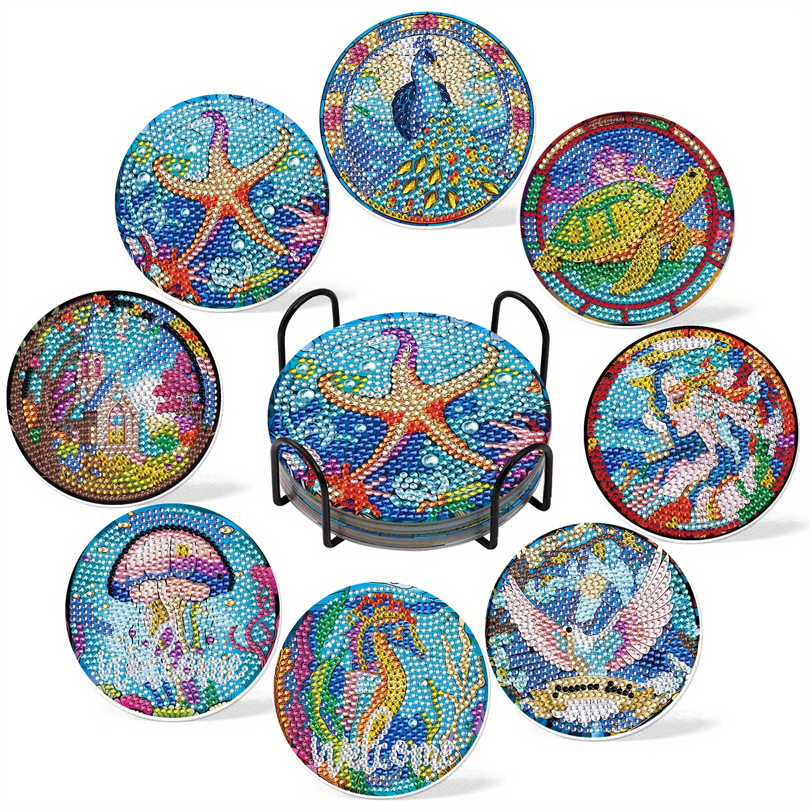 Kit Completo NAIMOER 8 Sottobicchieri Per Pittura A Mosaico Con Strass