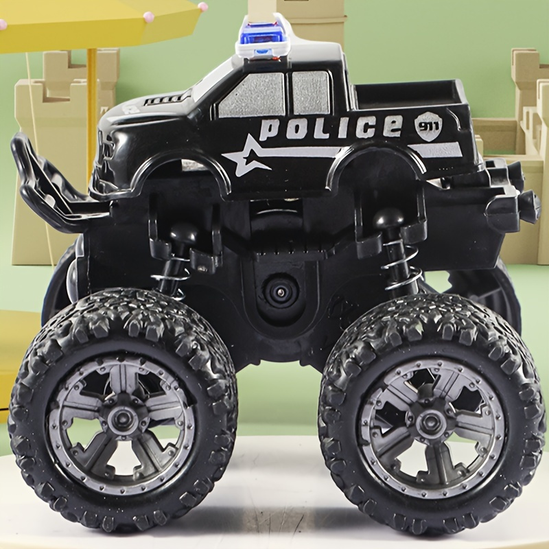 police car rotatable Four-wheel Drive Inertial Stunt Off-road Vehicle Model Children's Toy Boy Toy Car Stall Toy Inertial Off-road Vehicle Toys Super Resistant Climbing, As Halloween Gift