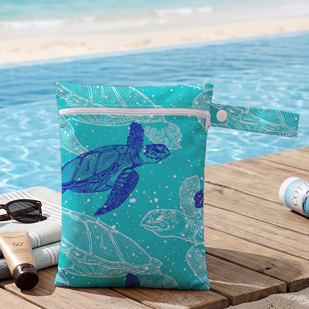 TEMU Borsa multiuso da 1 pz con stampa marina, riutilizzabile e lavabile, per asciutto e , per spiaggia, , viaggio, organizzatore per , costume da
