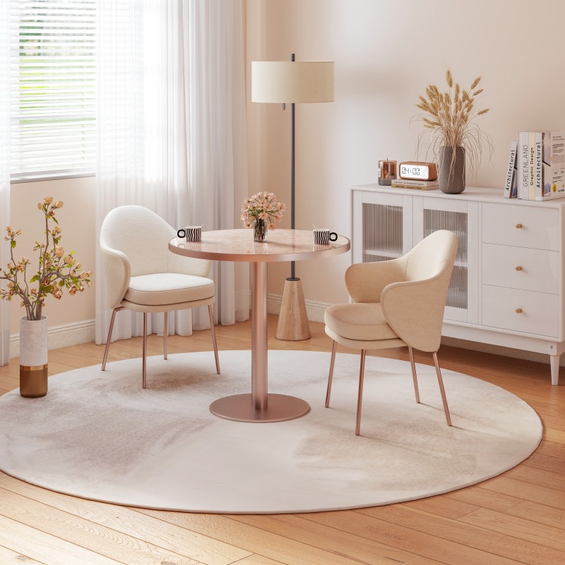 Round Modern Dinning Table 31. 5 Inches Bistro Table Tulip Table with Faux Marble Top, Easy Assemble, Sturdy Metal Frame Diameter