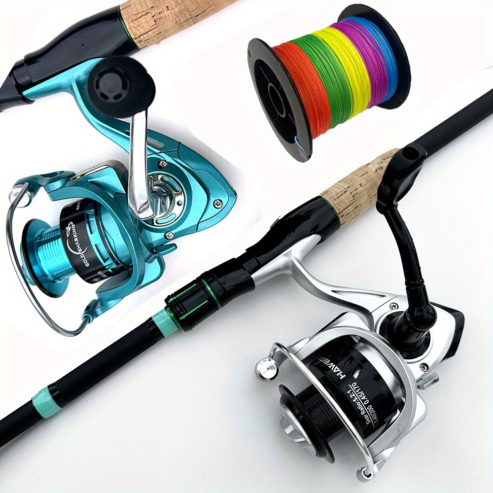 [Ultra-Light Fishing Rod] GHOTDA Ultra-Light Carbon Fiber Spinning Fishing Rod | 180/210, Travel-Friendly, ML Action, Telescopic EVA Handle, Blue & Black Design with Cork Grip - Perfect for Baitcasting, Squid, Octopus, and Boat Fishing