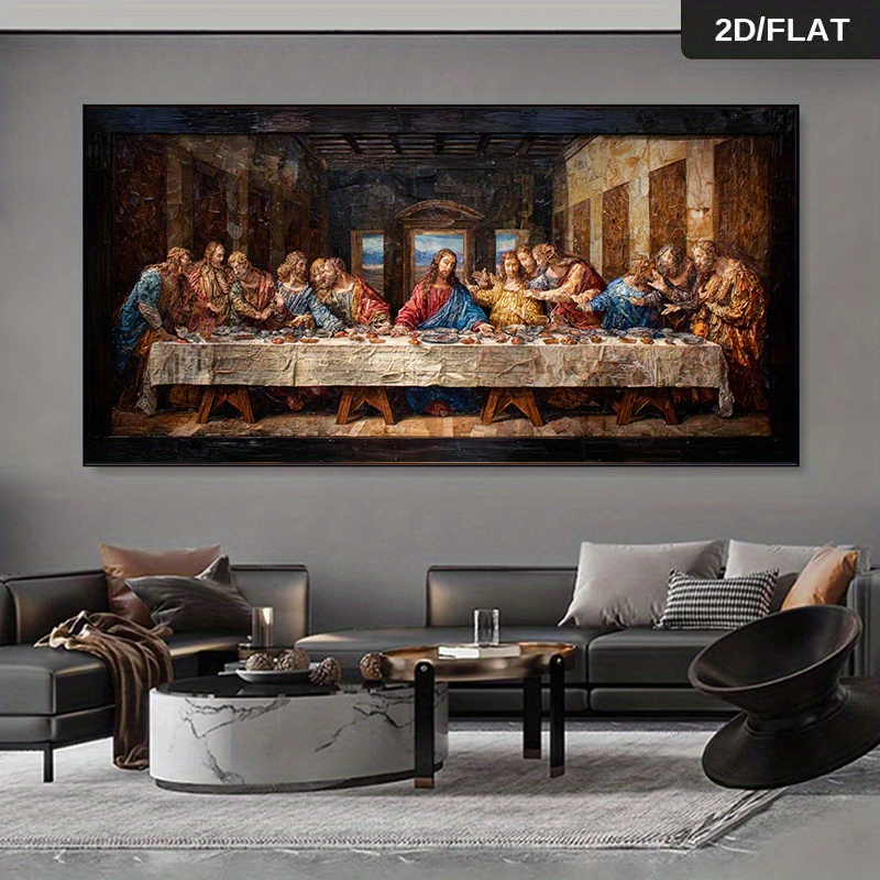 Extra-Large Decorative Canvas Art for Living Room Walls Featuring a Modern Abstract Reproduction of Da Vinci'S "The Last Supper". This Oversized Wall Art Poster Depicts The Apostles Christ, Making It Suitable for Living Rooms, Bedrooms