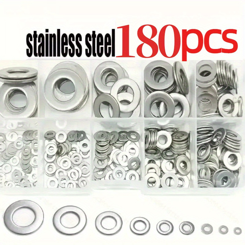 

180pcs Steel Washer Set, Includes 8 (m2-m10) For , Bolts, And Mud - For , , , Shops & , Round Metal