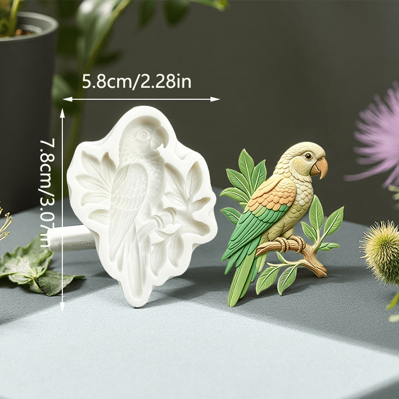 TEMU Resin Silicone Mold 1pc Parrot Perch Branch Shaped Resin Silicone Mold, Cute Leaf And Bird Small Pendant Decorations, Suitable For Handicrafts