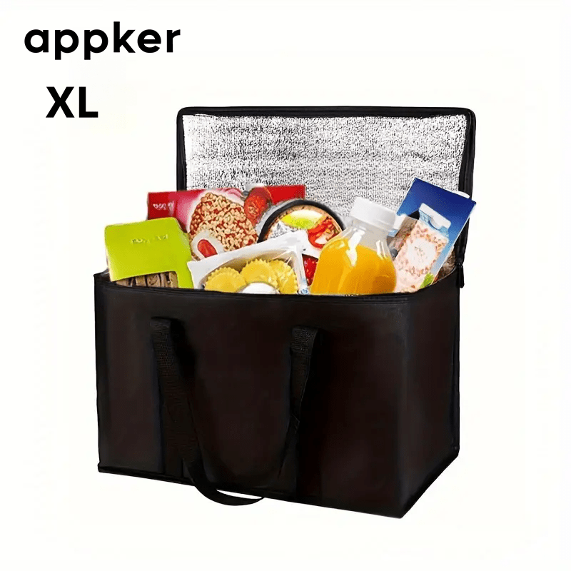 TEMU Xl/xxl Large Capacity Insulated Lunch Bag- Heavy Duty Cold And Hot Refrigerated Handbag With Durable Zipper, Suitable For Camping, Picnicking,