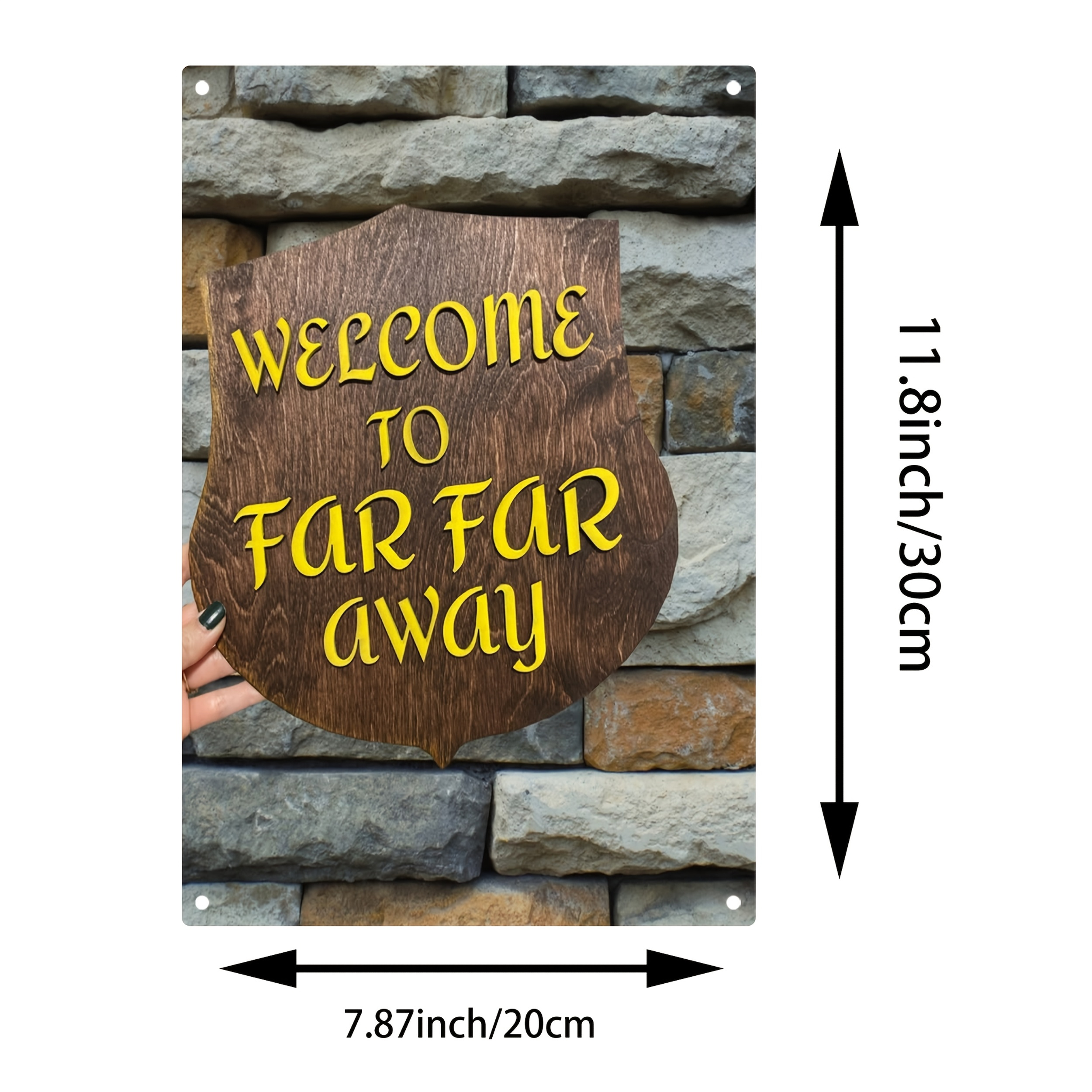 TEMU 2d Flat Retro "welcome To The Land" Metal - Country-style Decoration, Dark Brown With Yellow Characters - Heavy-duty Weather-resistant Iron