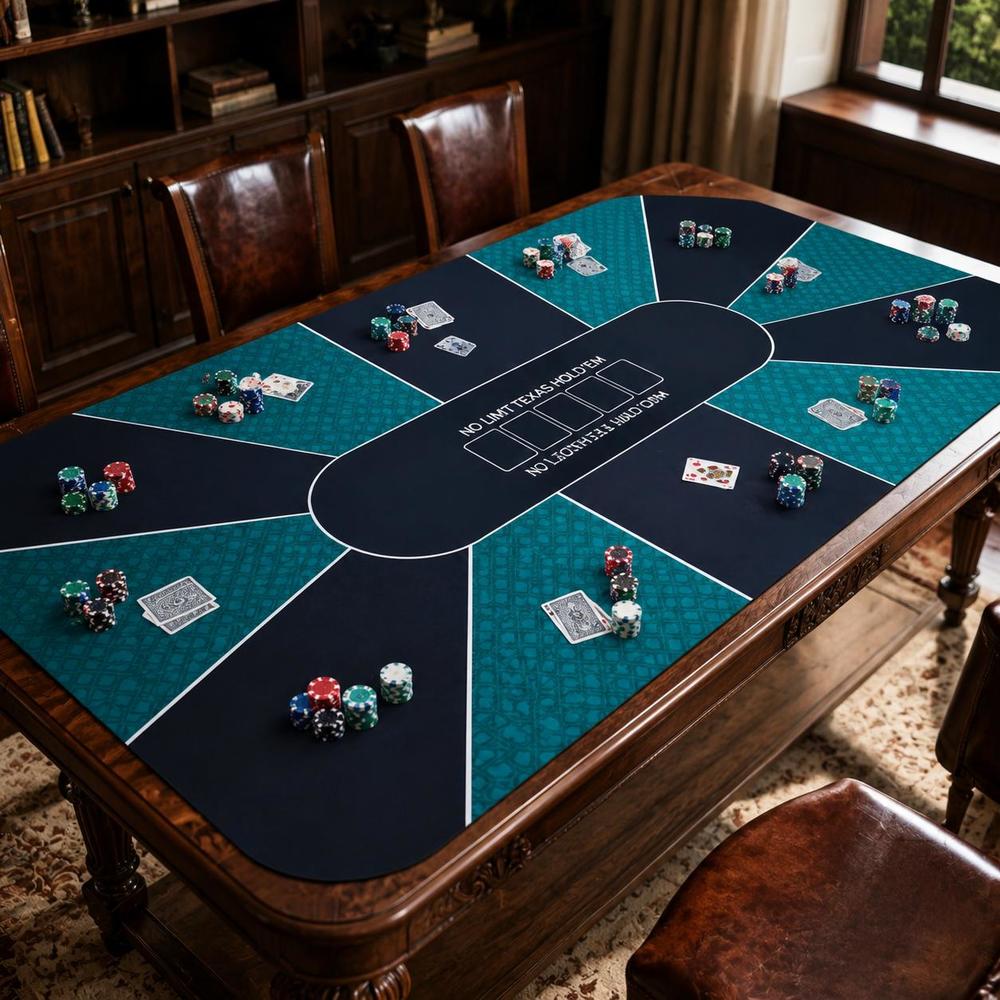 TEMU Plateau de table de poker 70x35 pouces pour 10 joueurs avec surface en spandex vert, base antitache facile à nettoyer et antidérapante, sac de