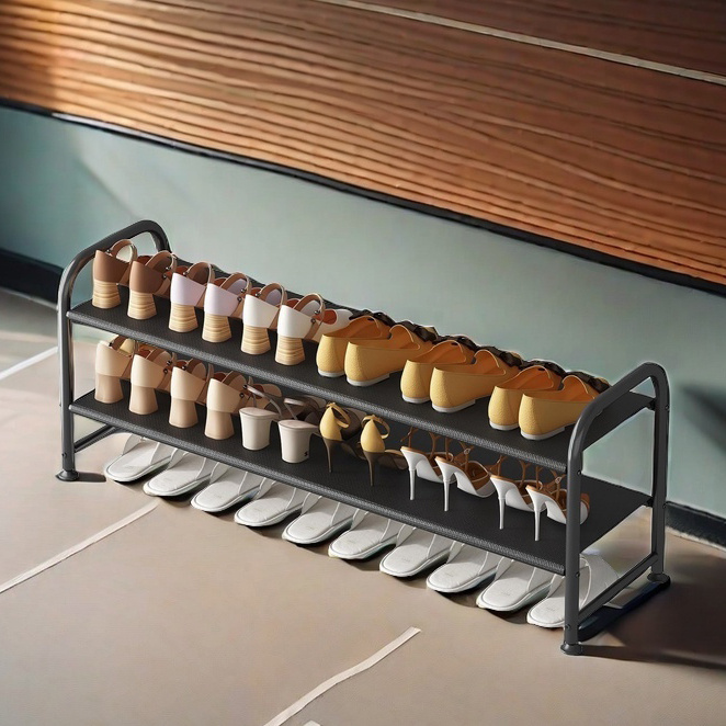 2 tier shoe rack shoe storage organizer stackable shoe rack suitable for small spaces at wardrobe entrances details 2